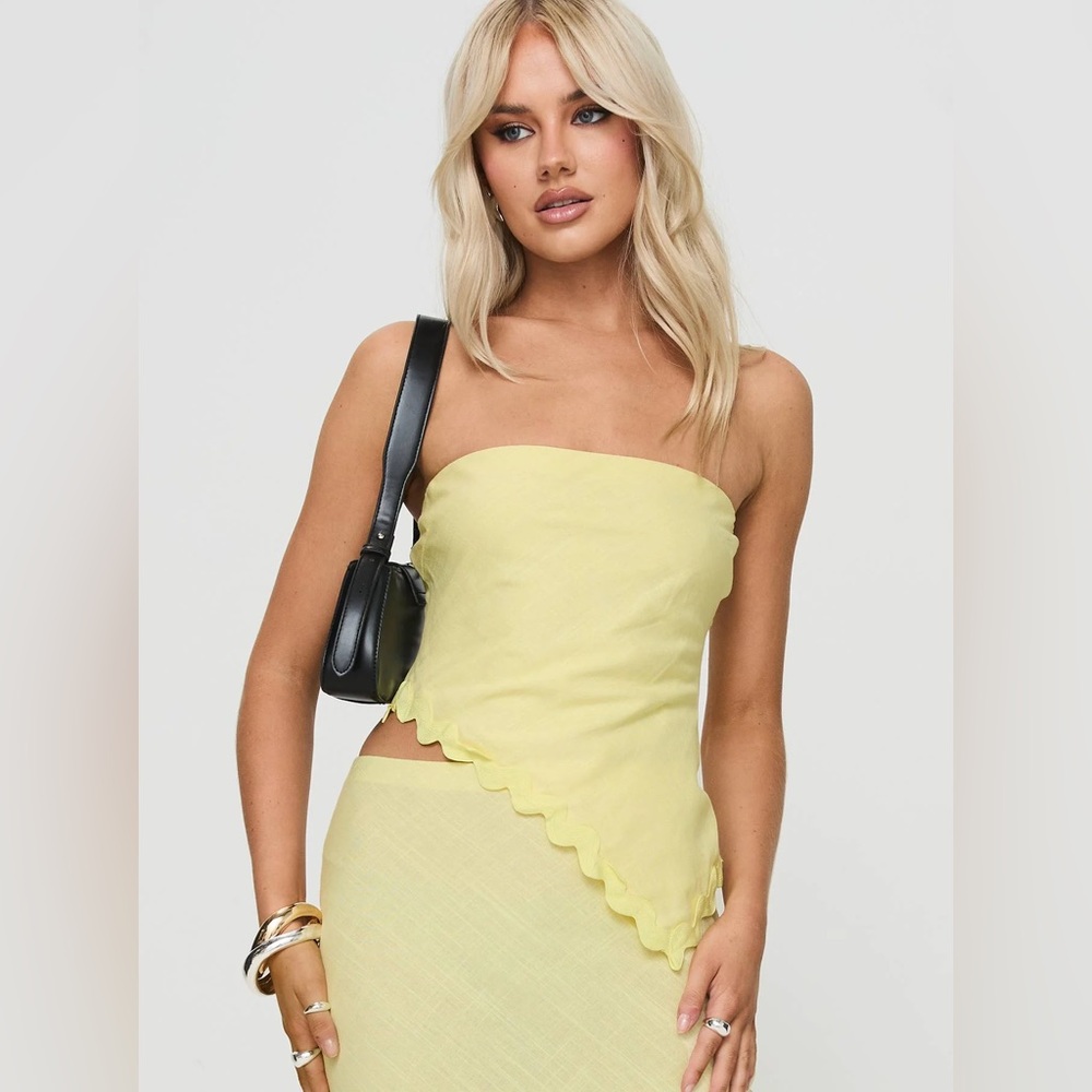 Brand New Princess Polly Sunburst Strapless Top Yellow